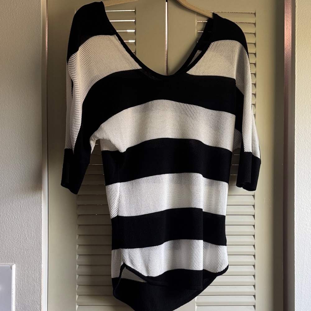 Express Black and White V-Neck Sweater